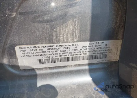 2009 Volkswagen Jetta 2.0L Tdi from USA, damaged, VIN 3VWPL71K69M341036